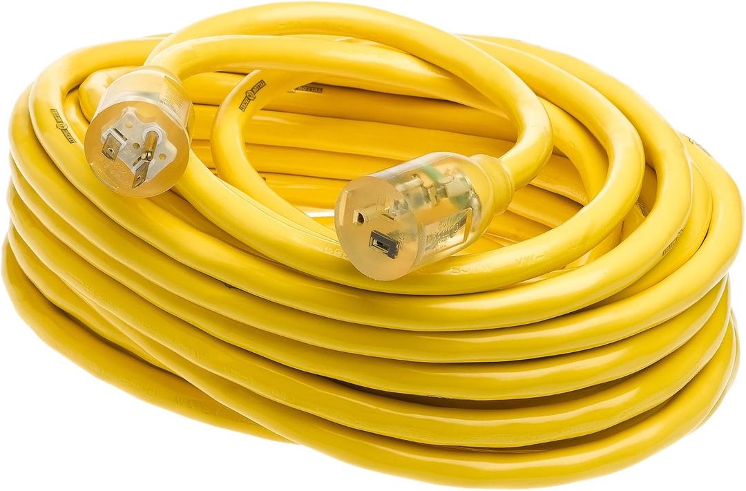 Southwire Yellow Jacket Extra Heavy Duty Extension Cord - Power Cable for Outdoor Tools & Equipment - 10 Gauge SJTW with Lighted End & Molded Plug - 50 Foot