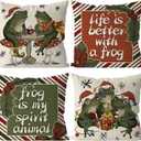 Christmas Frog Pillow Covers Xmas Throw Pillows Home Sofa Living Room Decorative Cushion Case 18x18 Inch Set of 4