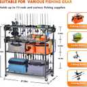 Heavy Duty Fishing Rod Rack, Fishing Organizer for Garage, Fishing Gear Holder for Garage with Movable Wheels