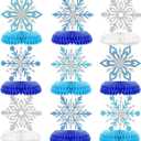 9Pcs Winter Wonderland Decorations 3D Snowflake Honeycomb Table Centerpieces for Frozen Winter Blue White Theme Christmas Baby Shower Birthday Party Supplies (Snowflake)