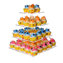 Cupcake Stand, 4 Tier Cupcake Stand for 50 Cupcakes, Square Tiered Cupcake Tower, Clear Acrylic Cupcake Holder, Dessert Stands for Party, Wedding, Birthday, Baby Shower, Halloween