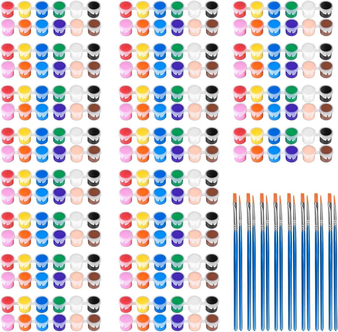 20 Pack Mini Acrylic Paint Set,12 Colors Acrylic Paints Strips for Kids&Adults Craft Paint,280 PCS Kids Painting Kit Container Strips Storage, Perfect for Home Birthday Classroom Party Favors, 0.09 Fl Oz
