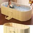 Portable Bathtub Ice Bath Tub - Foldable Collapsible Bathtub for Adult Shower Bathroom Hot SPA Soaking Cold Plunge Tub Freestanding Bathtub 59"Lx22"Wx20"H White