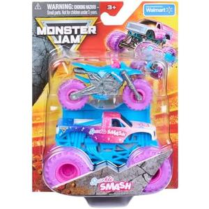 Monster Jam, Official Sparkle Smash Monster Truck and Dirt Bike 2-Pack with Accessory, 1:64 Scale, Kids Toys for Boy and Girls Ages 3 and up
