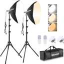 UBeesize Softbox Photography Lighting Kit, 20'' x 20'' Professional Softbox Lighting Kit with 85W 3000-7500K LED Bulbs, Studio Lights for Photography/Video Recording/Portraits Shooting/Live Streaming