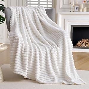 Joiedomi White Throw Blanket for Couch, Soft & Warm White Fleece Blankets Gifts for Women Men Mom, Cozy Cute Soft Cream White Throw 50x70 Inches