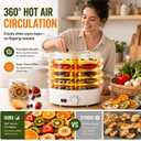 Food Dehydrator Machine, 5-Tray Round Dehydrator with Adjustable 95°F-158°F Temperature Control, 11 Inch Compact Dryer for Fruit, Jerky, Herbs, Vegetables, Dog Treats(White)