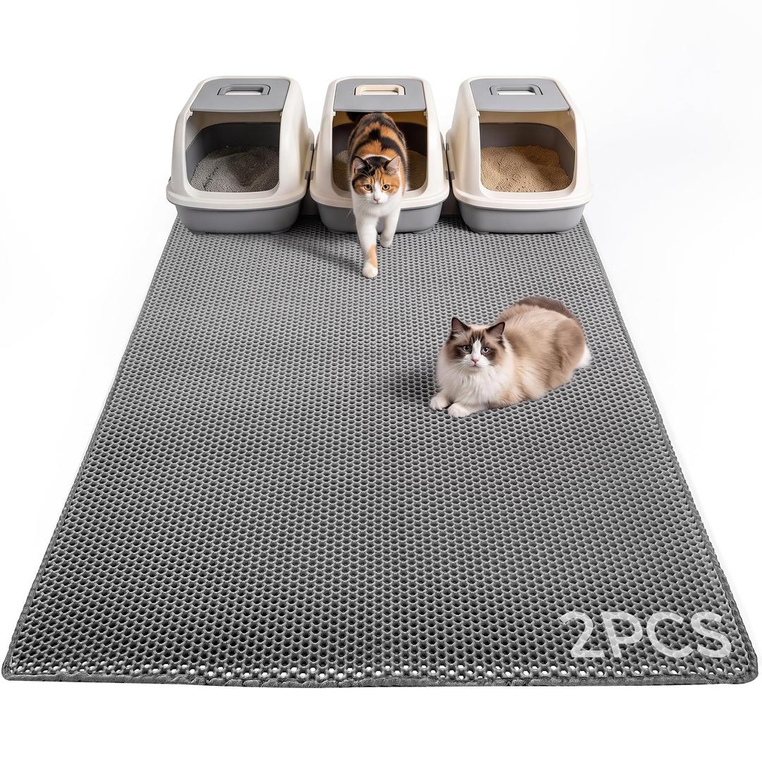 Anywish 2Packs Cat Litter Mat 47"x36", XL Litter Mat for Litter Box Mat