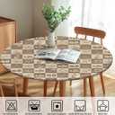 Round Tablecloth with Elastic Edge, 36-60Inch Waterproof Table Cloth for Dinner, Outdoor, Picnic, 52inch, Coffee