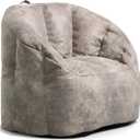 Big Joe Milano Large Bean Bag Chair for Kids, Teens, Adults, Cement Blazer, Lightweight Seat for Reading Nook and Gaming Vegan Leather, 3.5 foot Refillable