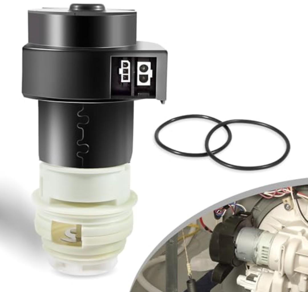 154844101 Dishwasher Circulation Pump Motor with Two New O-Ring Seals Fit for Frigidaire and Kenmore Dishwashers Replace 154828601,154795001,154793001,154700001,154719201.(Two Electrical Connector)