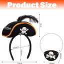 Chanaco Pirate Hat 4Pcs Pirate Accessories Women Halloween Costume Men Captain Headband and Eye Patch for Cosplay Party Supplies