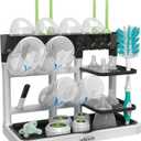 Dr. Brown's Baby Bottle Drying Tower, Stand-Up Countertop Drying Rack with Organized Storage for Baby Essentials, Space Saving Vertical Rack, Black/White