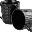 Large Coffee Mugs, 20 oz Ceramic Coffee Cups with Handle, Porcelain Big Tea Cups for Office and Home, for Latte Cocoa Dishwasher and Microwave Safe, 2PCS, Black