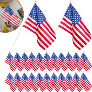 Newwiee 24 Pcs Classroom American Flag for Schools 2 x 3ft USA Classroom Fade Resistant Large American Flag with Pole for Back to School Indoor Wall Office House First Day of School Supplies
