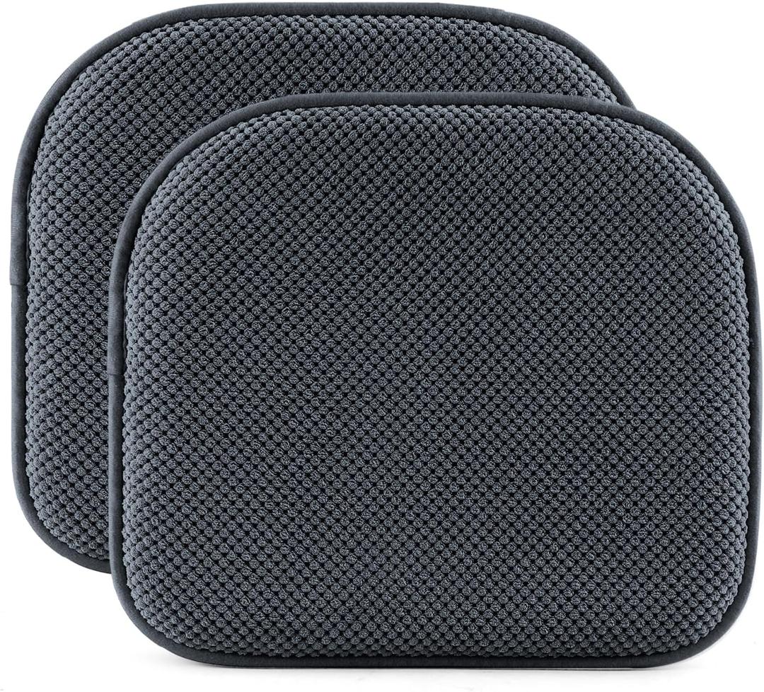 SWEMSTAR Chair Cushions - 15"*17" Kitchen Dining Chair Pads Foam Seat Cushion for Chairs Barstool Cushions Non Slip Seat Pad (2 PCS, Dark Grey)