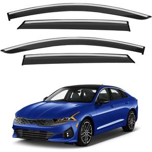 Window Deflector Compatible with Kia K5 K-5 GT line 2026 2025 2024 2023 2022 2021 Tape on Window Visor Shield Rain Guard 304 Stainless Steel Trim