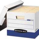 Bankers Box 12-Pack R-Kive Heavy Duty File Storage Boxes with Lids, FastFold Assembly, Letter/Legal, (07243)