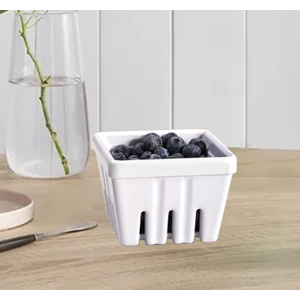2pcs Woouch Ceramic Berry Basket, Square Fruit Bowl With Holes, 5.7" Colander For Kitchen, Cute Small Container For Berries, Strawberry, Grape, Cherry, Rustic Stoneware DÃ©cor (White + Mint Green)