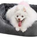 JOEJOY Rectangle Dog Bed for Large Medium Small Dogs Machine Washable Sleeping Dog Sofa Bed Non-Slip Bottom Breathable Soft Puppy Bed Durable Orthopedic Calming Pet Cuddler, Multiple Size, Grey (S(20"x 19"x 6"))