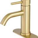 Gold Bathroom Faucets, Modern Single Handle Brushed Gold Vanity Sink Faucet 1 Hole with 3 Hole Deck Plate, Rv Sink Camper Farmhouse Bathroom Utility Remodel Faucet