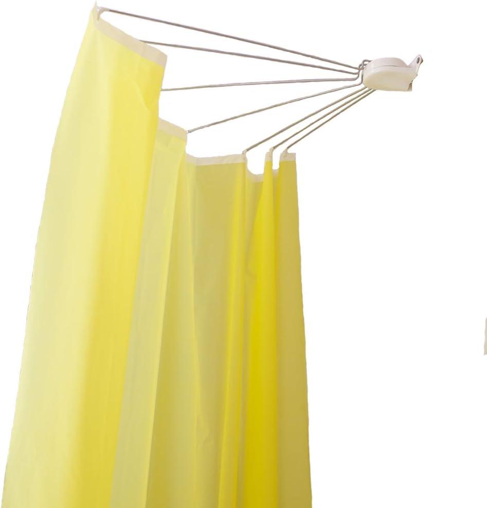 BAOYOUNI Foldable Wall Mounted Shower Curtain Rod Space Saver Stainless Steel Fan-Shaped Bath Curtain Holder Rail 34.65'' (Fan-shaped (34.65''))