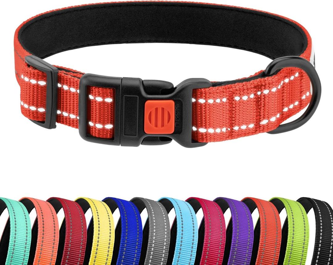 CollarDirect Reflective Dog Collar for a Small, Medium, Large Dog or Puppy with a Quick Release Buckle - Boy and Girl - Nylon Suitable for Swimming (18-26 Inch, Orange)