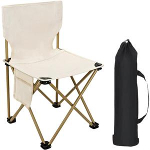 Folding Camping Chair for Small Man, Portable Outdoor Backpacking Chair for Fishing, Hiking, Picnic, Camping, Beach, Ultralight Compact Camping Chair with Carry Bag, 23" D x 14.2" W x 14.2" H (Beige)