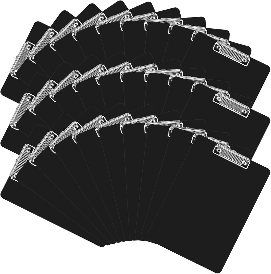 MIVIDE 30 Pack Black Clipboards, Black Plastic Clipboards Bulk, Plastic Office Clipboard 12 x 8.7 Inch Size Clipboard for Classroom, Teacher, Home, Office Supply