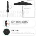 JEAREY 9FT Outdoor Patio Umbrella with Solar Lights, LED Lighted Pool Umbrella with Tilt and Crank, Outdoor Table Umbrellas for Deck, Yard & Market (Jet Black)