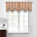 StangH Blush Beige Velvet Valances Curtains for Kitchen/Nursery Girls Room, Half Window Tassel Tier Curtains Room Darkening Home Decor for Living Room, W52 x L18, 2 Panels