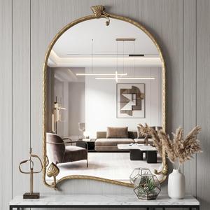 Gold Arched Mirrors for Wall Decor, 36"x24" Arched Wall Mirror