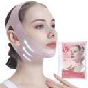 Facial Lifting Belt - V Line Lifting Mask Chin Strap,Face Lift Tape with Adjustable Straps, V-Shaped Double Chin Reducer, 3D Contoured Design for Facial Shaping,Jawline Shaper and Sleeping