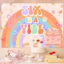 Six is a Vibe Birthday Decorations, 5 x 7ft Groovy 6th Birthday Decorations Backdrop Banner for Retro Rainbow Hippie 6th Decorations Photography Background