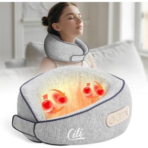 CILI Cordless Neck Massager Pillow with Heat, Shiatsu Neck Massager for Pain Relief Deep Tissue,Heated Massage Pillow for Travel,3 Adjustable Intensity,Gifts for Women Men Mom Dad