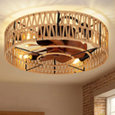 2-in-1 Low Profile Ceiling Fan with Light, 20” Caged Boho Safety Design for Kids - 3000K, Smart APP/Remote Control, Quiet Flush Mount DC Motor, Ideal for Bedroom/Kitchen Farmhouse Style