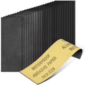 20PCS Sand Paper 220 Grit Sandpaper Sheets, 9 x 3.6 Inch Wet Dry Sandpaper Sheets, Sand Paper for Metal, Wood Furniture, Automotive and Crafts