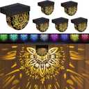 Likiyol 2025 Upgraded 6 Pack Solar Fence Lights with Warm White & 10 RGB Colors 2 Modes, Mandala Fence Lights Solar Powered IP65 Waterproof Solar Light for Deck Yard Garden Outdoor Wall Decor