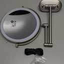 Auxmir 1X/30X Wall Mounted Lighted Makeup Mirror, 8" 3200 mAh Rechargeable Double-Sided Magnifying Mirror, Touch Dimmable 3 Color Lights, 360 Rotating Foldable 14.5" Extension Arm, Brushed Nickel