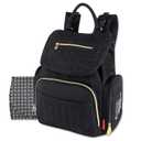 Modern Quilted Diaper Bag Backpack and Multipurpose Travel Drawstring Baby Bag  3 Piece Set (Black)
