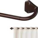 Brown Curtain Rods for Windows 28 to 48 inch, 5/8 inch Adjustable Wrap Around Blackout Curtain Rods for Bedroom & Outdoor