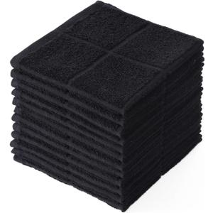Glynniss Dishcloths Kitchen Highly Absorbent Dish Rags 100% Cotton Dish Cloths for Washing Dishes, Cleaning (Black, 11x11)
