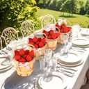 LemonRoad 6 Set Mini Strawberry Wooden Basket Decor 5.1 x 6.7 Inch Round Picnic Wooden Basket for Wedding Holiday Farmhouse Table Centerpiece and Home Decoration