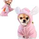 Easter Dog Bunny Costume Pet Dog Easter Outfit Puppy Hoodies with Rabbit Ears Puppy Apparel Pet Clothes for Small Medium Dogs Cats (Pink)