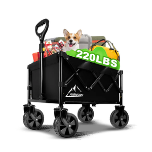 Collapsible Wagon Cart with Wheels Foldable, Folding Wagons Carts with Silent Universal Wheels, Large Grocery Cart On Wheels, Heavy Duty Utility for Shopping Beach Sports Fishing Camping, Black