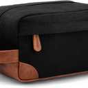 Vorspack Toiletry Bag Hanging Dopp Kit for Men Water Resistant Canvas Shaving Bag with Large Capacity for Travel- Black (Medium)
