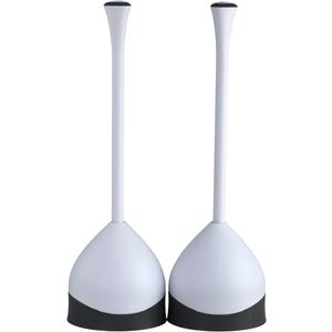 Clorox Toilet Plunger with Hideaway Caddy, Set of 2 – for Bathroom Organization and Storage, Bathroom Accessories, Toilet Unclogger, with Holder, White