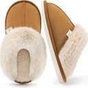 Aomigoct Womens Fuzzy House Slippers: Warm Plush & Non-Slip for Everyday Soft - The Perfect Thoughtful Gift for Mom & Grandma in Winter (7-7.5, Brown)