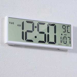 Henescribe 15" Large Digital Wall Clock Battery Operated Black, Clock with Large Display Numbers, Calendar, Auto DST, Clocks for Living Room, Kitchen, Office, Bedroom