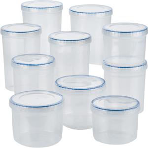 Lock & Lock Easy Essentials Food Storage Bin Set/Airtight Container Lids/BPA-Free/Dishwasher Safe, 20 Piece, Clear